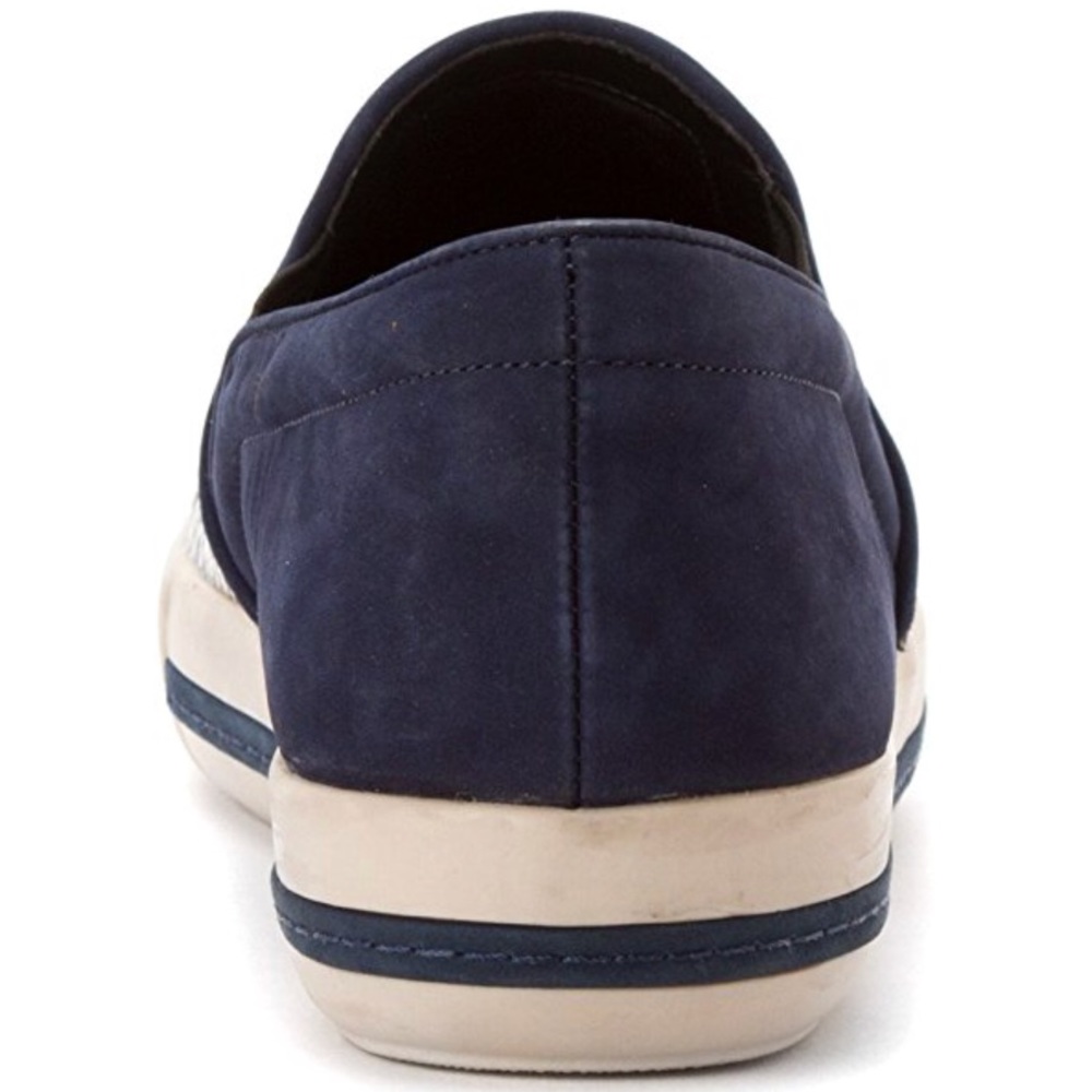 Textured Navy Leather Slip On Espadrille Sneakers - Picture 6 of 6